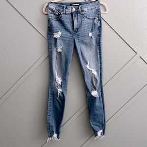 Express Denim StretchX size 4R distressed skinny